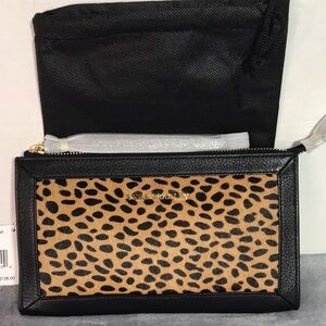 Vera Bradley Calf Hair Wristlet Cheetah Genuine Leather with Dustbag MSRP $138